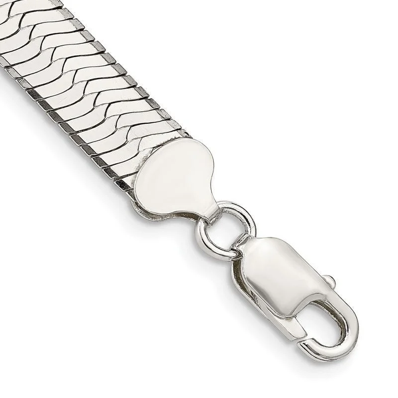 Ladies bracelets for free spirits -Sterling Silver 8.75mm Magic Herringbone Chain Bracelet