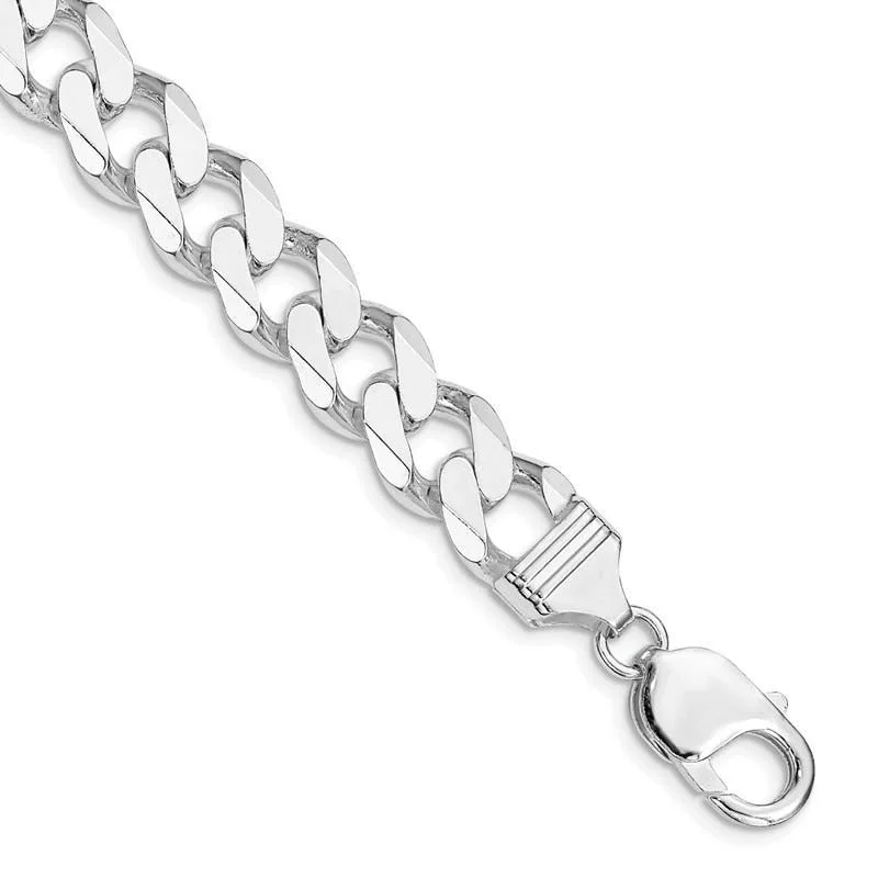 Ladies bracelets trendy bangles -Sterling Silver Rhodium-plated 11mm Curb Chain Bracelet