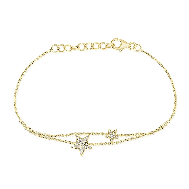 Ladies bracelets with yellow calcite -14K Gold Star Chain Bracelet with Diamonds