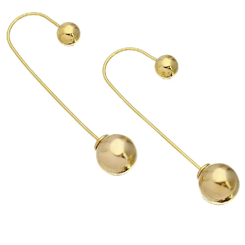 ladies-moon-diamond-earrings-Gold Plated 925 Sterling Silver Hanging Beaded Hook Earrings - STE01081GP