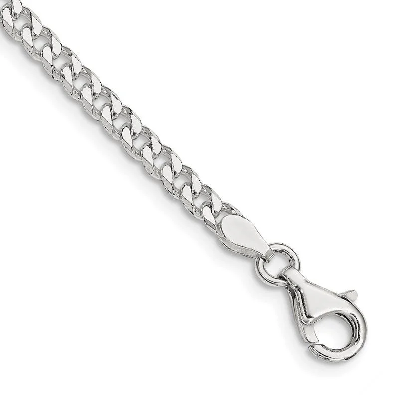 Ladies bracelets textured surface -Sterling Silver Polished 3.15mm Curb Chain Bracelet