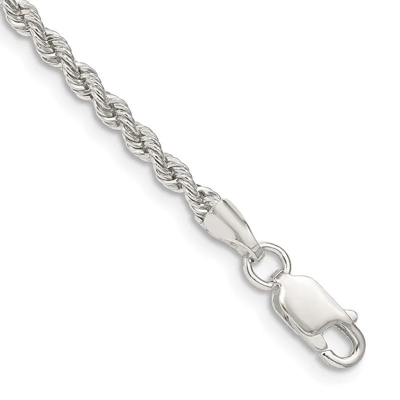 Ladies bracelets hammered finish -Sterling Silver 2.5mm Solid Rope Chain Bracelet