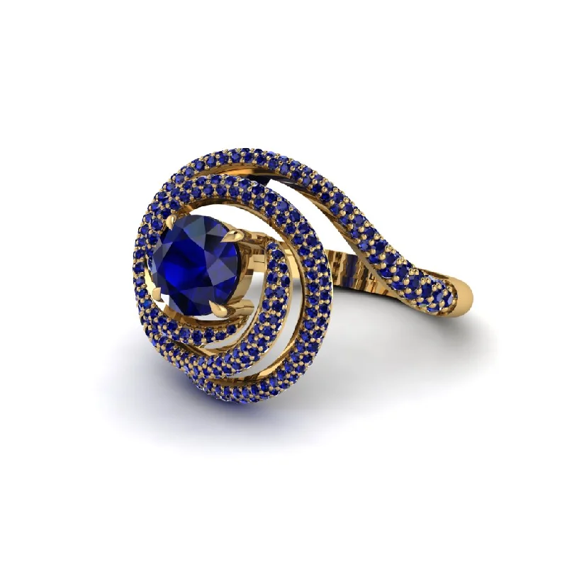 engagement-bridal-rose-gold-ring-Sapphire Double Halo Swirling Engagement Ring - Serena No. 73