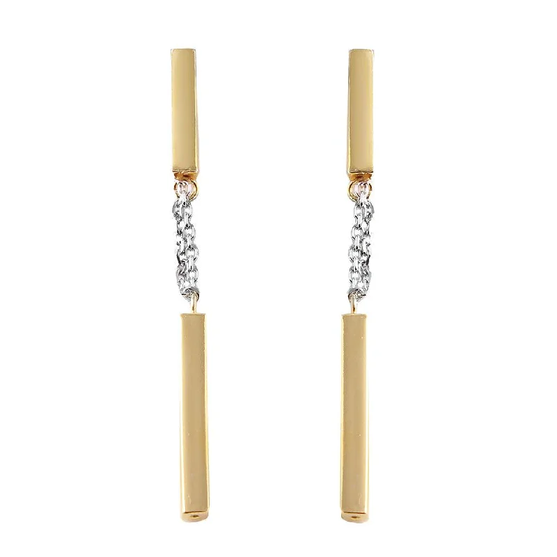 ladies-star-diamond-earrings-Silver 925 Gold Plated Danging Bar Earrings - ITE00072GP