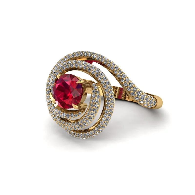 engagement-princess-cut-ruby-ring-Ruby Double Halo Swirling Engagement Ring - Serena No. 10