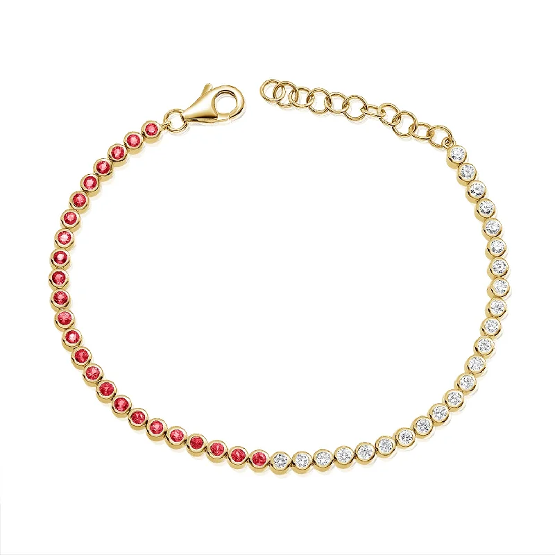 Ladies bracelets for parties -Radiant Ruby and Diamond Tennis Bracelet