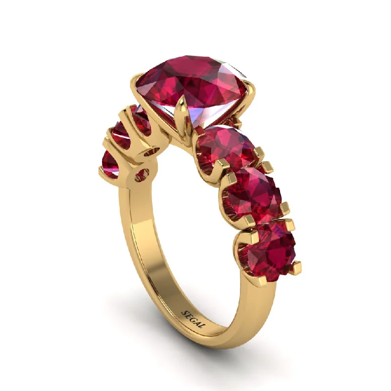 engagement-oval-platinum-ring-Round Cut Ruby Cathedral Engagement Ring - Tatum No. 55