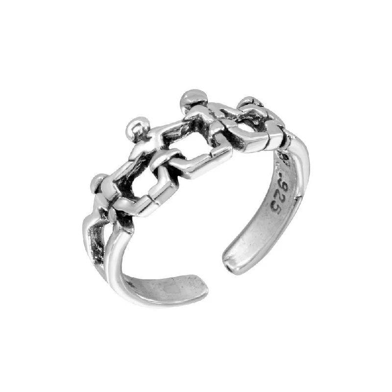 ladies ring elegant leaf motif-Silver 925 Mini Figures Adjustable Toe Ring - TR159-A