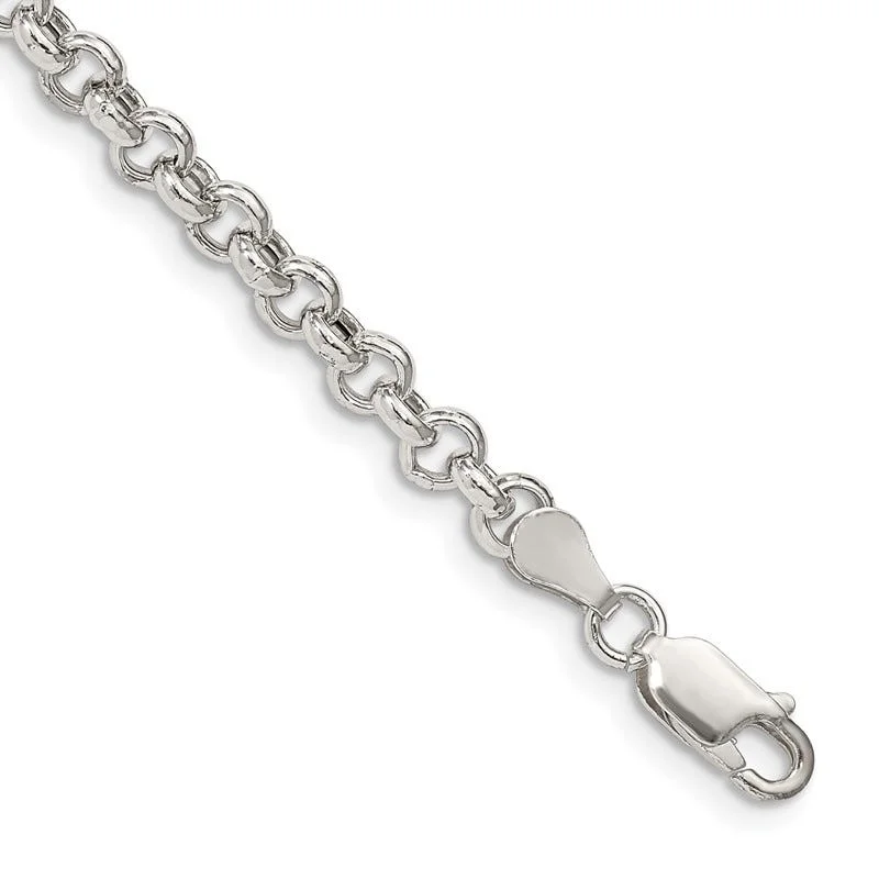 Ladies bracelets for celebrations -Sterling Silver 4.25mm Semi-solid Rolo Chain Bracelet