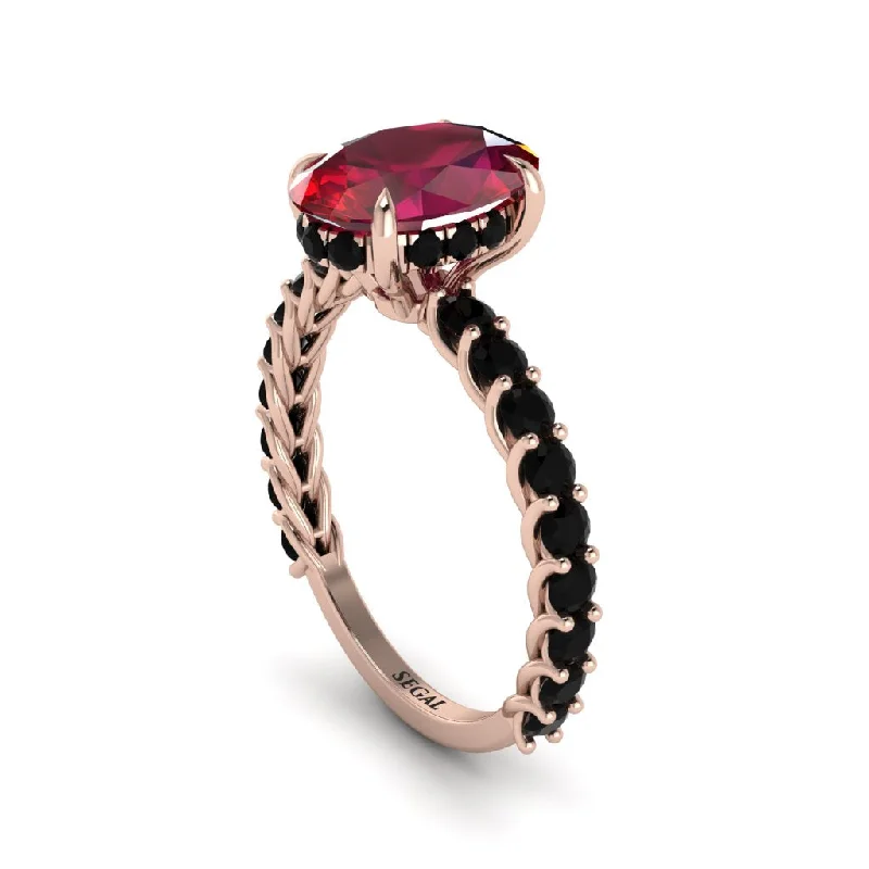 engagement-unique-silver-ring-Oval-Cut Halo Ruby Timeless Elegance Engagement Ring - Kelsey No. 41