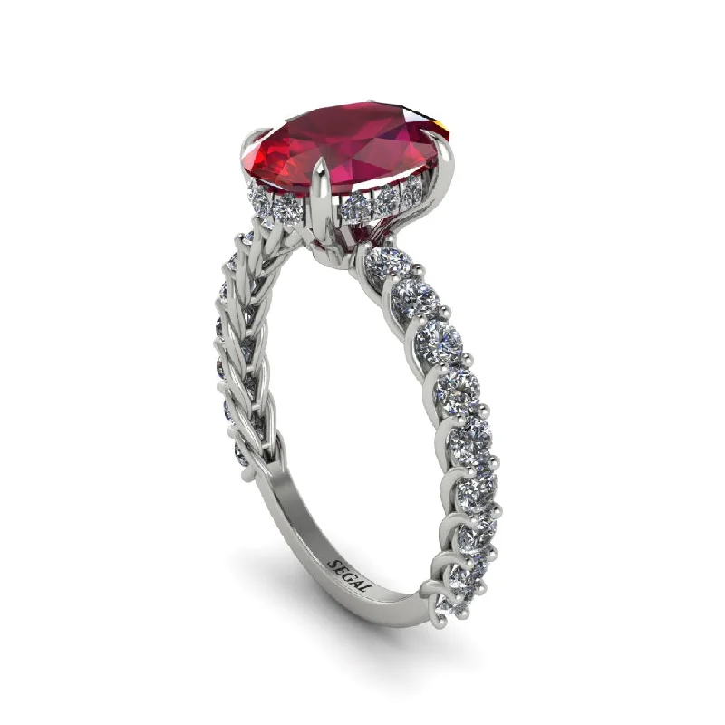 engagement-pear-cut-ring-Oval-Cut Halo Ruby Timeless Elegance Engagement Ring - Kelsey No. 12