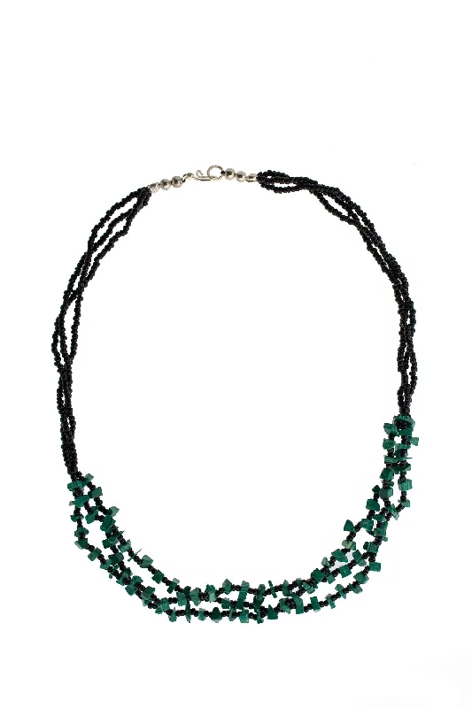 ladies-cross-pearl-necklace-3 Strand Chip Necklace Green