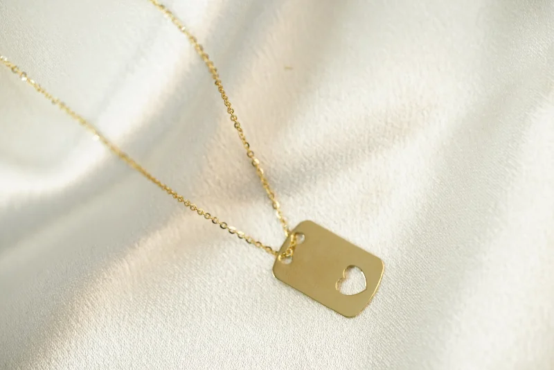 ladies-custom-heart-necklace-14k Heart Tag Necklace