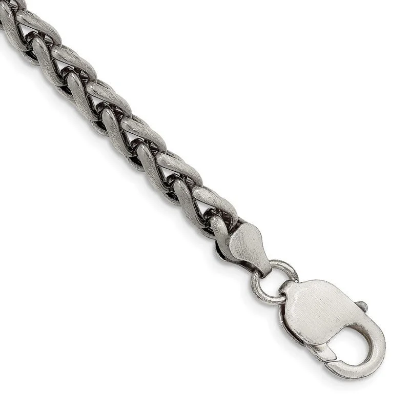 Ladies bracelets curved designs -Sterling Silver Antiqued 6mm Round Spiga Chain Bracelet