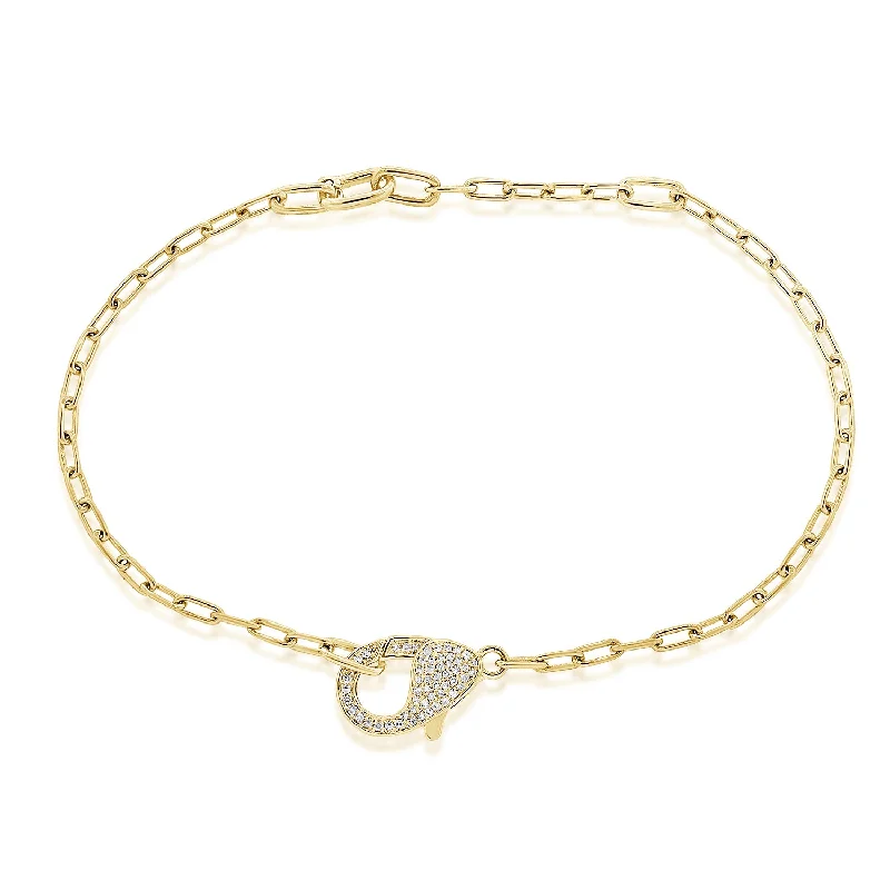 Ladies bracelets stylish wristbands -Dainty Diamond Link Bracelet in 14K Gold