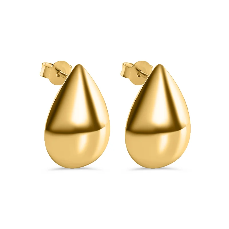 ladies-tassel-chandelier-earrings-Gold Plated 925 Sterling Silver Teardrop 16mm x 21.5mm Stud Earring - ARE00041GP