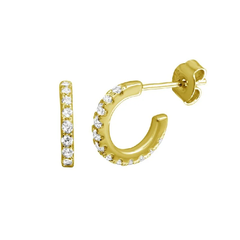 ladies-modern-pearl-earrings-Gold Plated 925 Sterling Silver huggie hoop Earring with CZ - STE01173GP