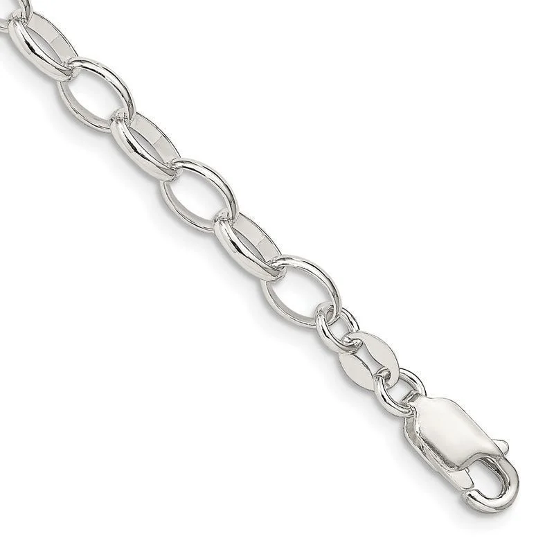 Ladies bracelets unique cuffs -Sterling Silver 5mm Fancy Rolo Chain Bracelet