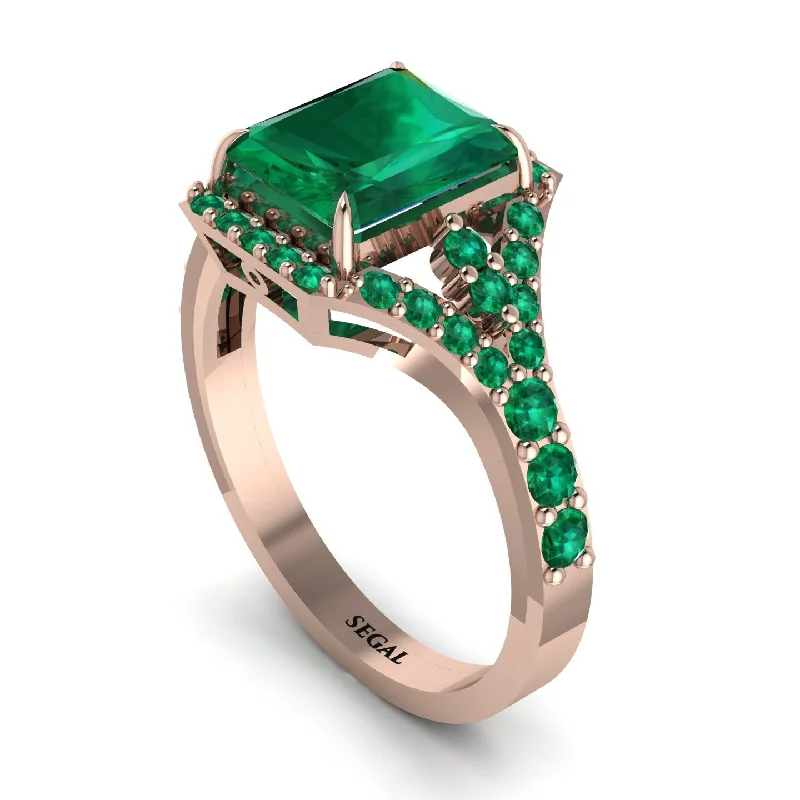 engagement-custom-rose-gold-ring-Radiant Cut Emerald 14K Halo Engagement Ring - Cassidy No. 20