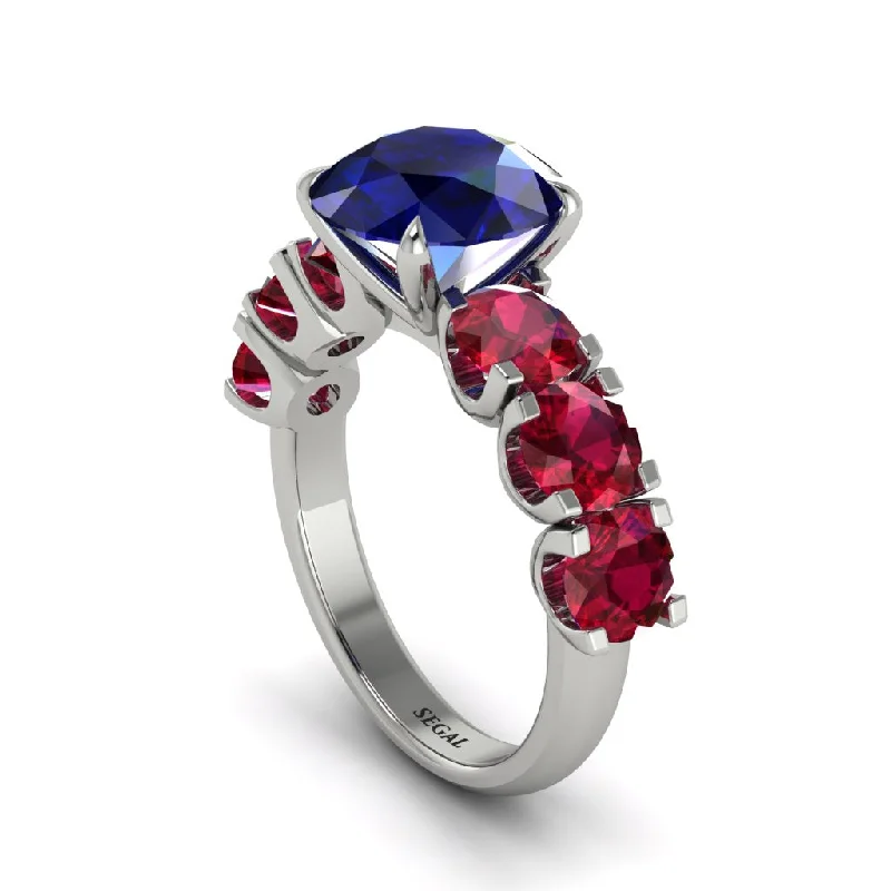 engagement-silver-wedding-ring-Round Cut Sapphire Cathedral Engagement Ring - Tatum No. 60