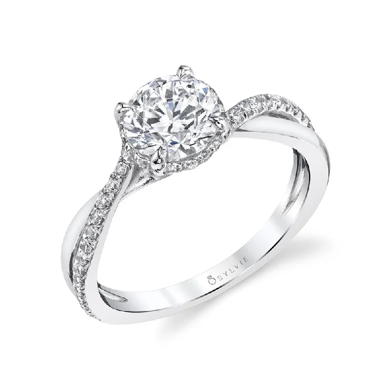 engagement-platinum-ring-Sylvie Collection 14K White Gold Round Engagement Ring Setting