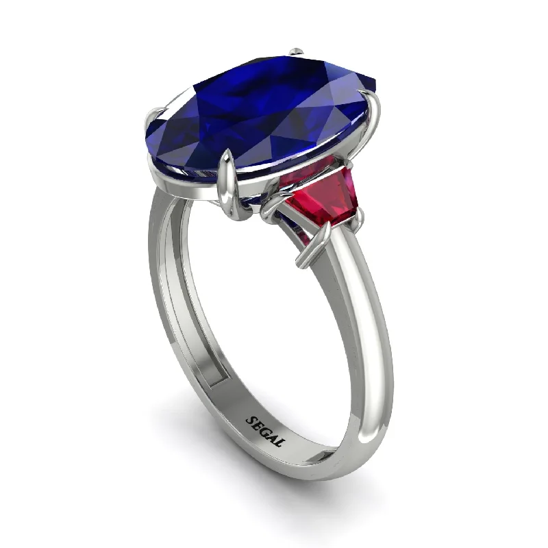 engagement-marquise-cut-silver-ring-Oval-Cut Sapphire Three Stone Engagement Ring - Amari No. 60