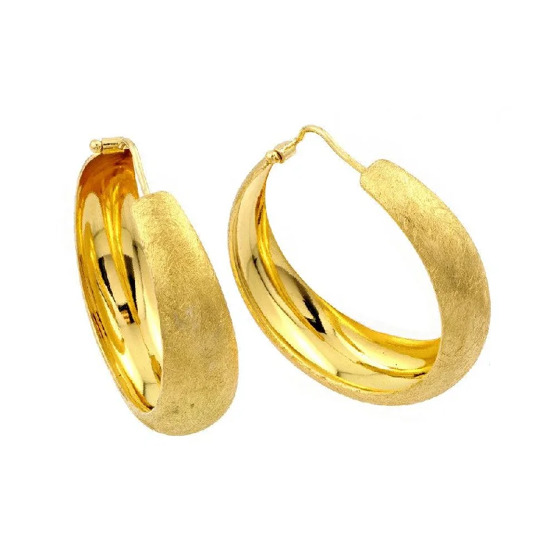 ladies-pearl-gold-earrings-Silver 925 Gold Plated Hoop Earrings - ITE00081GP