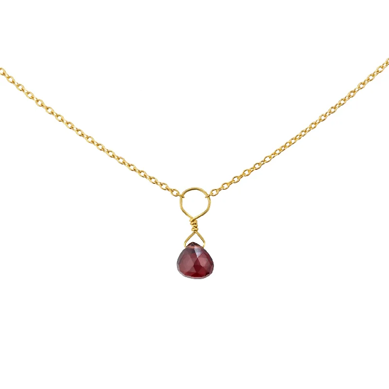 ladies-custom-diamond-necklace-Tiny Garnet Drop Necklace