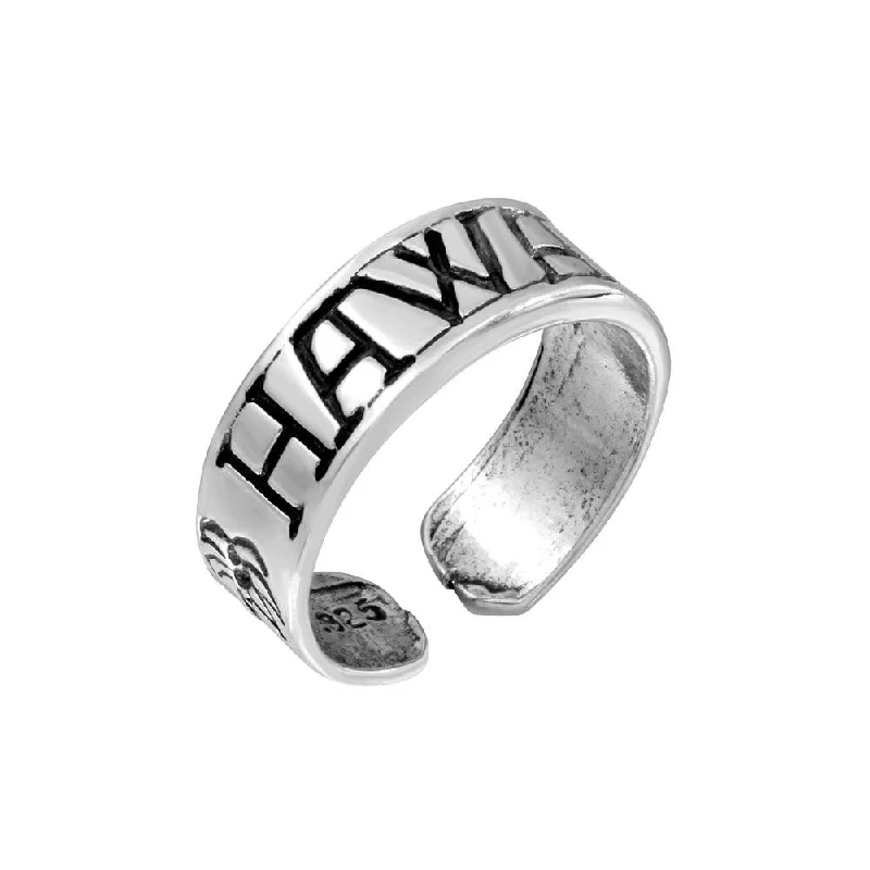 ladies ring personalized date detail-Silver 925 Engraved Hawaii Adjustable Toe Ring - TR188-A