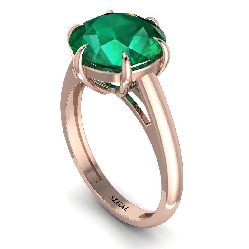 engagement-platinum-ring-Round Cut Emerald Solitaire Engagement Ring - Miranda No. 5