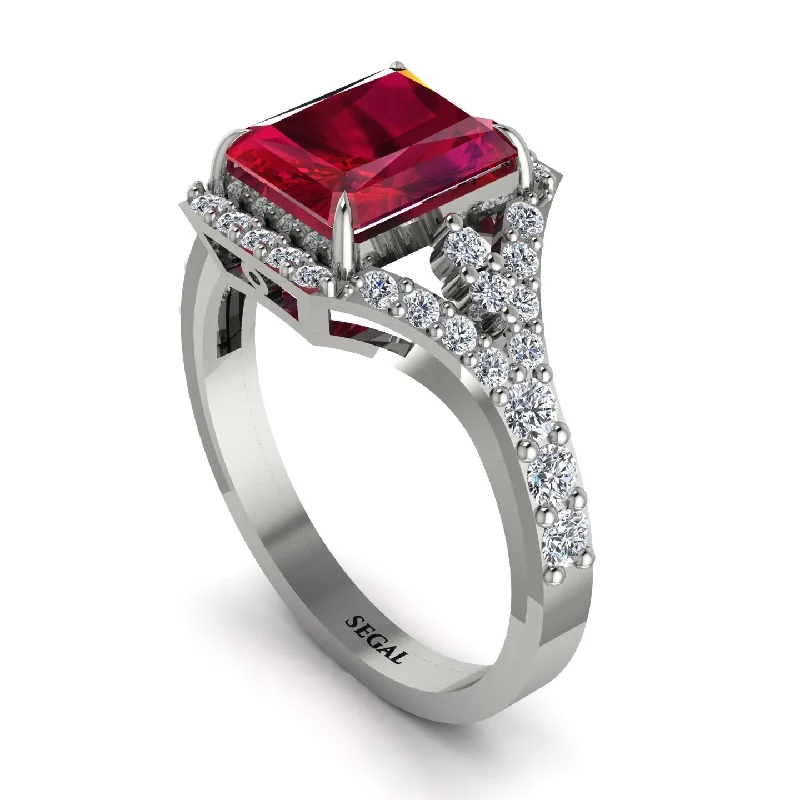 engagement-platinum-handmade-ring-Radiant Cut Ruby 14K Halo Engagement Ring - Cassidy No. 12