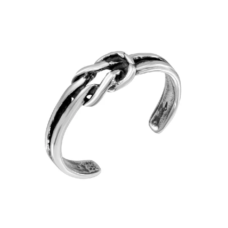 ladies ring rustic branch design-Silver 925 Knot Adjustable Toe Ring - TR290-A