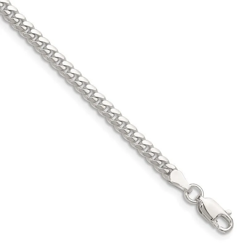 Ladies bracelets with star charms -Sterling Silver Polished 3.4mm Domed Curb Chain Bracelet