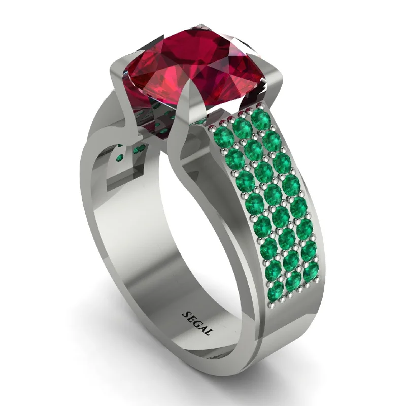 engagement-bridal-white-gold-ring-Round Cut Ruby 14K Gold Pave Engagement Ring - Saylor No. 27