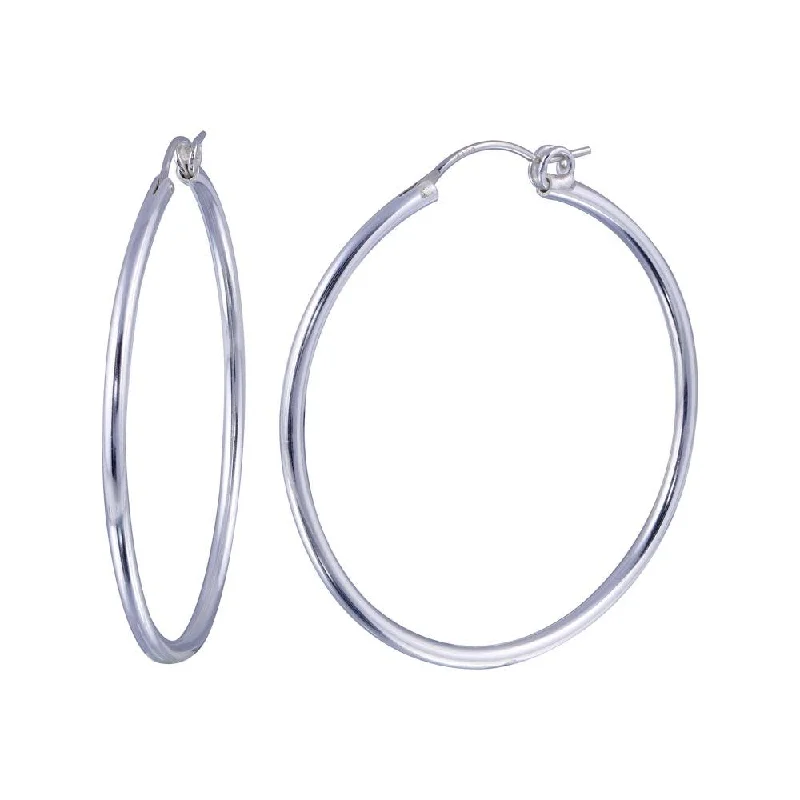 ladies-delicate-earrings-High Polished 925 Sterling Silver Hoop Earrings Rounded Hinge 2mm - HP01-2