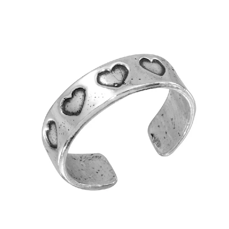 ladies ring custom infinity symbol-Silver 925 Heart Adjustable Toe Ring - TR110-A