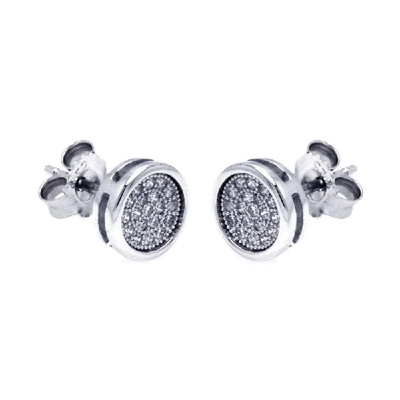 ladies-beaded-bohemian-earrings-Silver 925 Rhodium Plated Micro Pave Clear Square CZ Stud Earrings - ACE00054