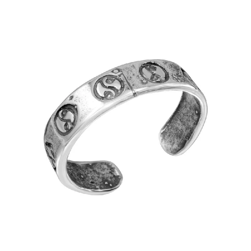 ladies ring bold statement gem-925 Sterling Silver Multi Yin-Yang Design Toe Ring - TR157-A