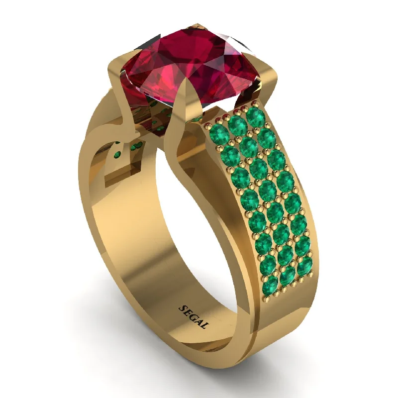 engagement-luxury-platinum-ring-Round Cut Ruby 14K Gold Pave Engagement Ring - Saylor No. 25