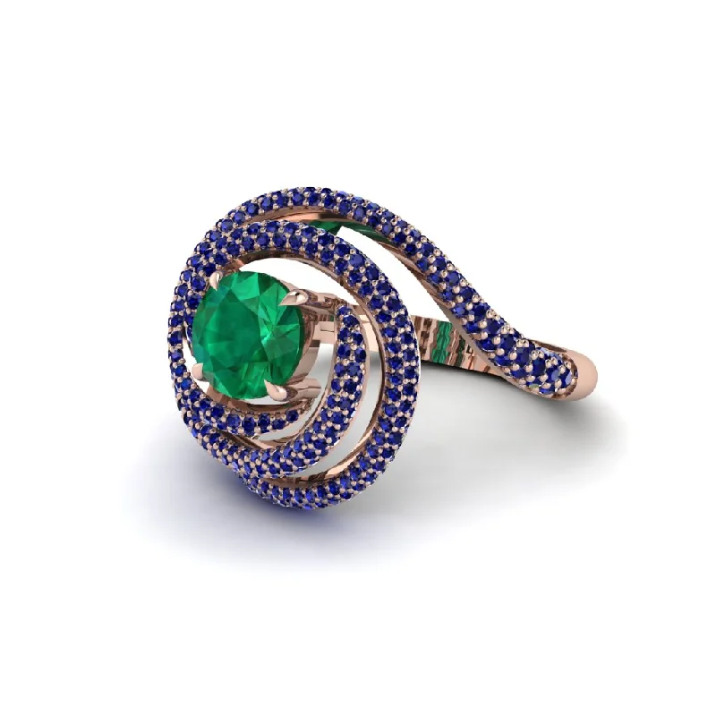 engagement-elegant-rose-gold-ring-Emerald Double Halo Swirling Engagement Ring - Serena No. 65