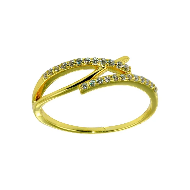 ladies ring colorful mixed gem-Gold Plated 925 Sterling Silver CZ Fish Ring - STR01120GP