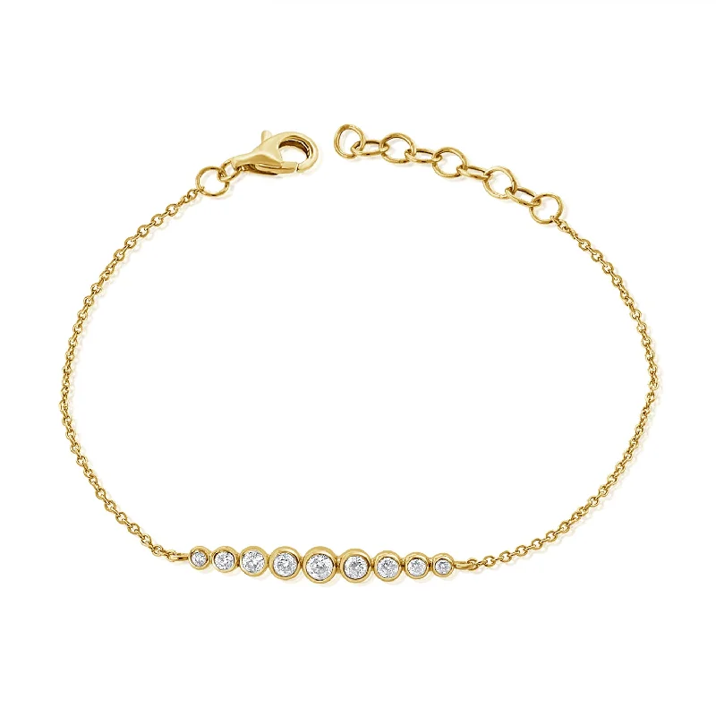 Ladies bracelets with initials -14K Gold Graduated Bezel-Set Diamond Bracelet