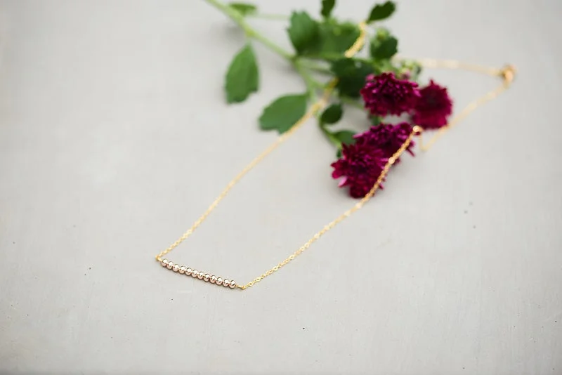 ladies-short-heart-necklace-Rosalie Gold Bar Necklace