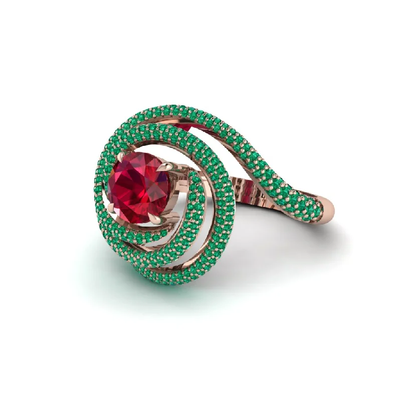 engagement-pearl-custom-ring-Ruby Double Halo Swirling Engagement Ring - Serena No. 26