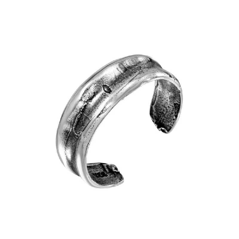 ladies ring custom infinity symbol-Silver 925 Oxidized Simple Adjustable Toe Ring - TR228-A