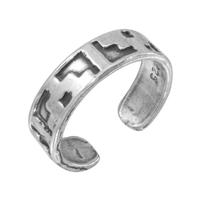 ladies ring cyber monday exclusive-925 Sterling Silver Block Design Toe Ring - TR149-A