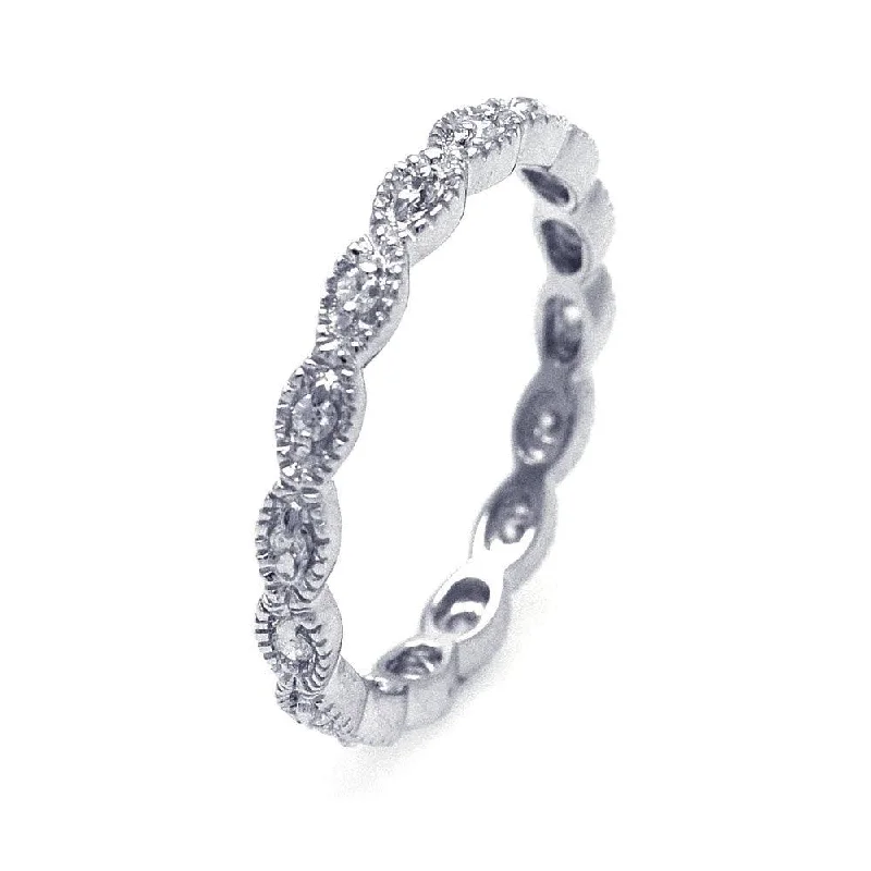 Silver 925 Rhodium Plated CZ Stackable Eternity Ring - STR00542