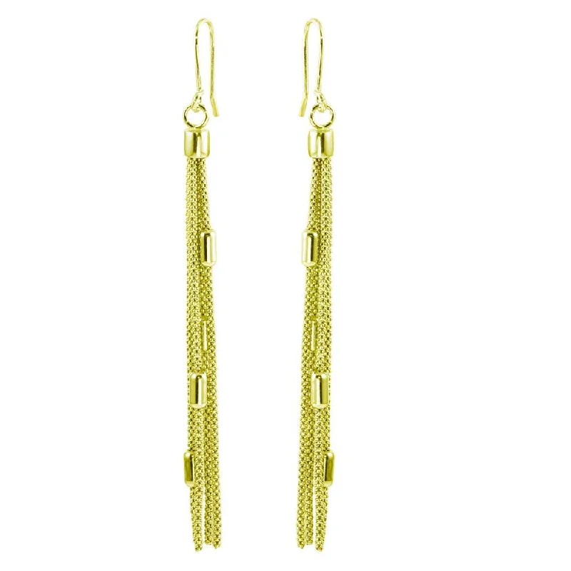 ladies-delicate-gold-earrings-Gold Plated 925 Sterling Silver Tassel Earrings - ARE00011GP