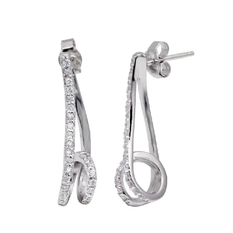 ladies-party-gold-earrings-Silver 925 Rhodium Plated CZ Leak Stud Earrings - STE00454