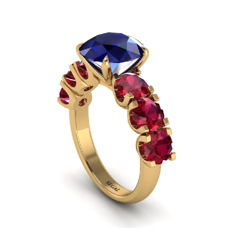 engagement-marquise-cut-rose-gold-ring-Round Cut Sapphire Cathedral Engagement Ring - Tatum No. 58